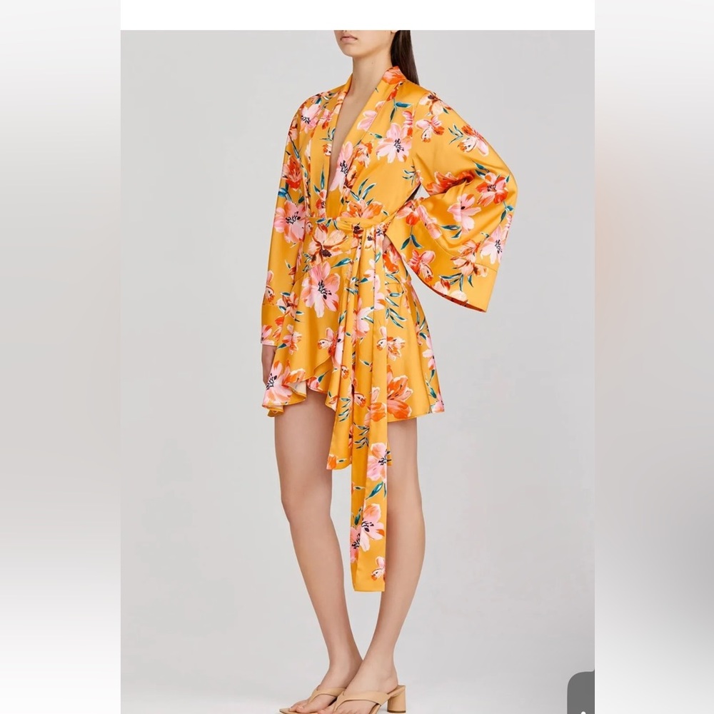 Significant Other Zoe Floral Bell Sleeve Satin Mini Dress 8 - Picture 9 of 9